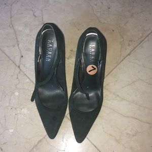 Ralph Lauren green Suede Mary Jane heels